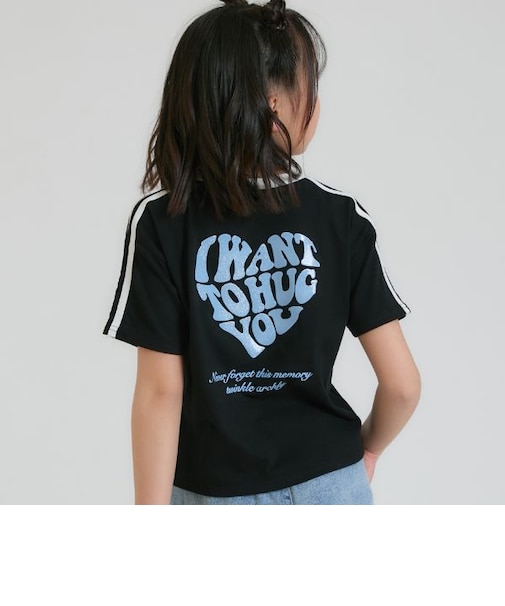 【接触冷感】ハート袖ライン半袖Tシャツ