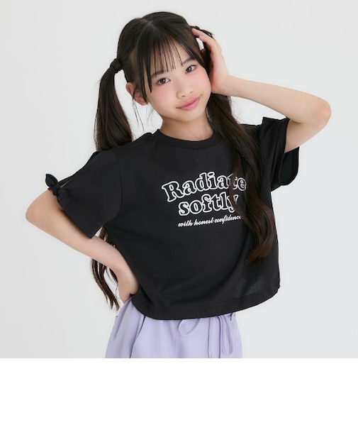 【接触冷感】袖あきリボン半袖Tシャツ