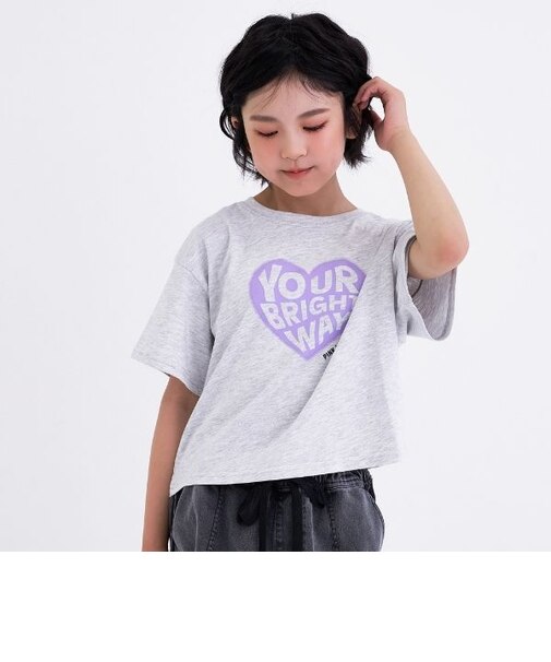【デイリープライス】【綿100%】ハートロゴプリント半袖Tシャツ