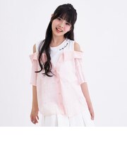 肩あきシアーチェックドッキングシャツ