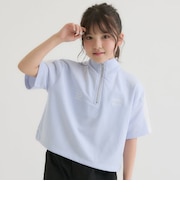 袖メッシュハーフジップ半袖Tシャツ2