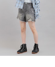 デニムツイルダメージショートパンツ