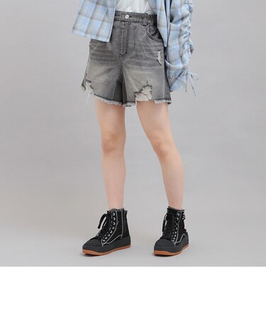 デニムツイルダメージショートパンツ
