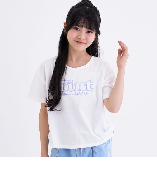 【接触冷感】サイドドロストアップリケ半袖T
