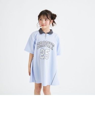 ナンバリングハーフジップワンピース