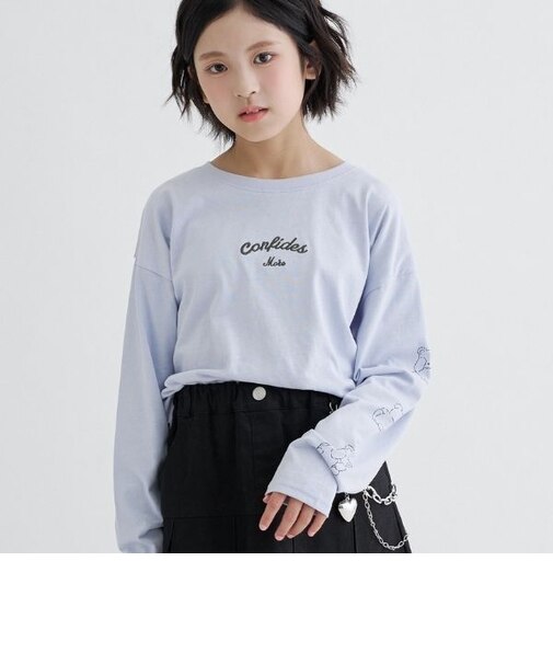【綿100%】袖くまちゃんロンT