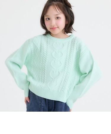 【洗える】プチプラハートケーブルニット