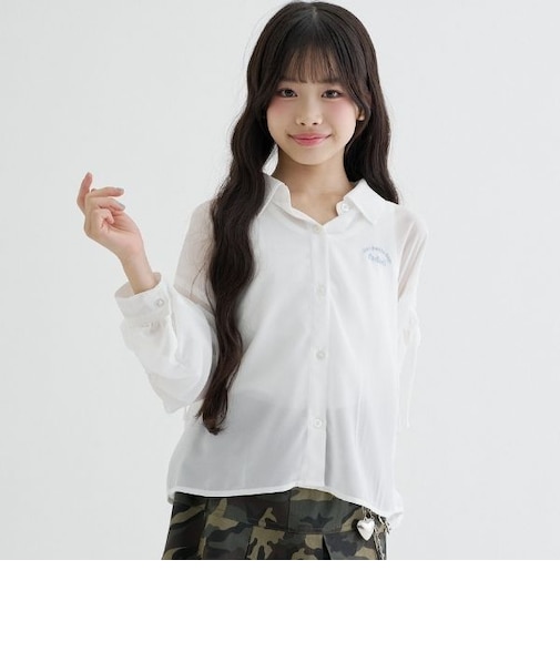 シアー袖ドロストシャツ＋タンクセット