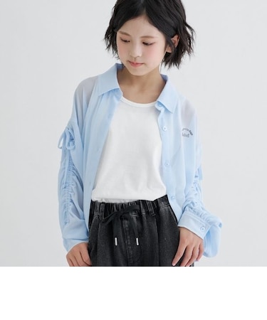 シアー袖ドロストシャツ+タンクセット