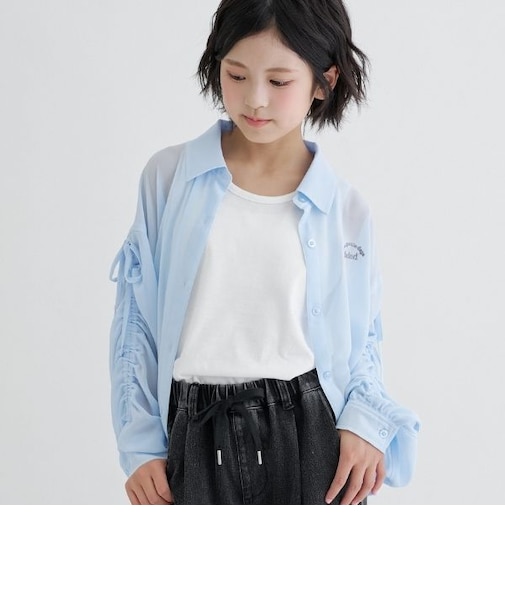 シアー袖ドロストシャツ+タンクセット