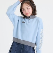 【別注】もちもちハーフジップ袖ロゴニットトップス