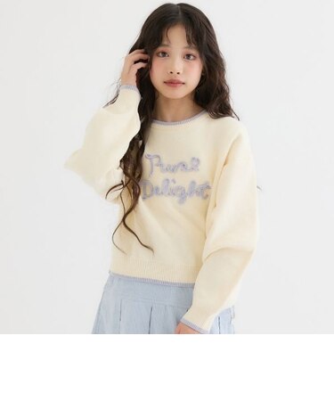 【洗える】もちもちコード刺しゅうニット