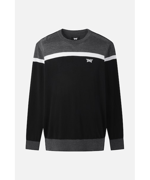 MNS SP COLOR BLOCKED ROUND PULLOVER KNIT