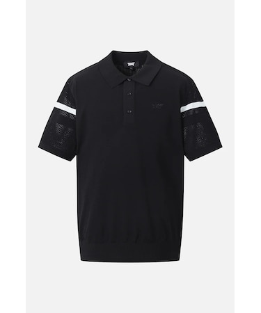 MNS SM LINE POINT COLLARED SHORT SLEEVE KNIT