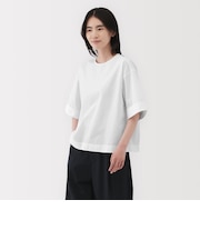 婦人 乾きやすい ブロード五分袖ブラウス