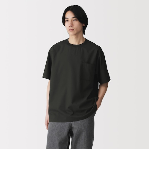 紳士 風を通す半袖布帛Tシャツ