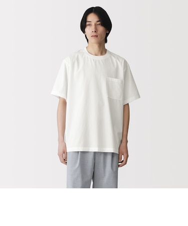 紳士 風を通す半袖布帛Tシャツ