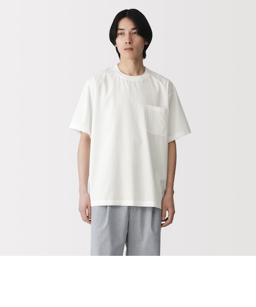 紳士 風を通す半袖布帛Tシャツ