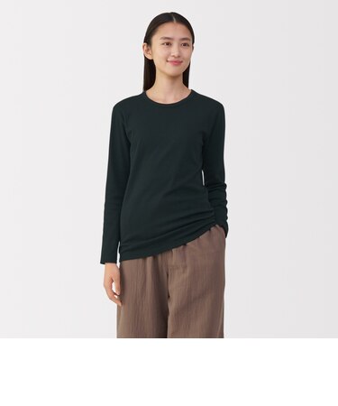 婦人 あったか綿 厚手 クルーネック長袖Tシャツ