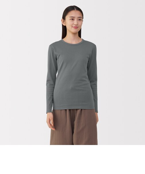 婦人　あったか綿　厚手　クルーネック長袖Ｔシャツ