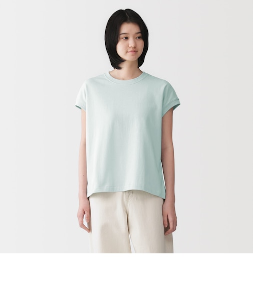 婦人 引き揃え天竺編みフレンチスリーブTシャツ