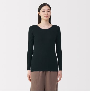 婦人 あったか綿 クルーネック長袖Tシャツ