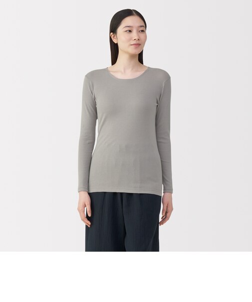 婦人 あったか綿 クルーネック長袖Tシャツ