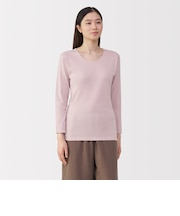婦人 あったか綿 厚手 Uネック八分袖Tシャツ