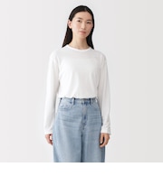 婦人 強撚天竺編みクルーネック長袖Tシャツ