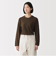 婦人 強撚天竺編みクルーネック長袖Tシャツ