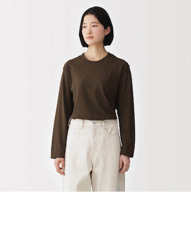 婦人　強撚天竺編みクルーネック長袖Ｔシャツ