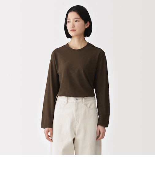 婦人　強撚天竺編みクルーネック長袖Ｔシャツ