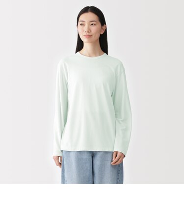 婦人 強撚天竺編みクルーネック長袖Tシャツ