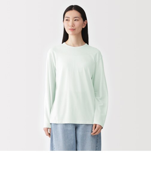 婦人 強撚天竺編みクルーネック長袖Tシャツ