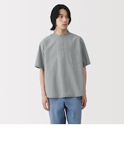 紳士　涼感ヘンリーネック半袖布帛Ｔシャツ
