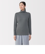 婦人 あったか綿 厚手 タートルネック長袖Tシャツ