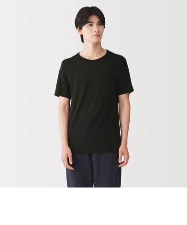 紳士 脇に縫い目のない なめらか クルーネック半袖Tシャツ