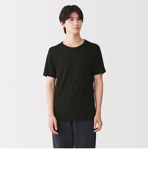 紳士 脇に縫い目のない なめらか クルーネック半袖Tシャツ