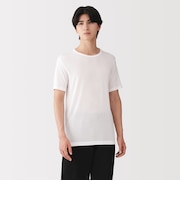 紳士 脇に縫い目のない なめらか クルーネック半袖Tシャツ
