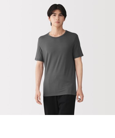 紳士 脇に縫い目のない なめらか クルーネック半袖Tシャツ