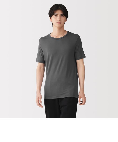 紳士 脇に縫い目のない なめらか クルーネック半袖Tシャツ