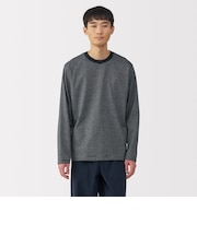 紳士　天竺編みクルーネック長袖Ｔシャツ（ボーダー）