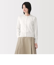 婦人 UVカット強撚コットンクルーネックカーディガン