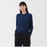 婦人 UVカット強撚コットンクルーネックカーディガン