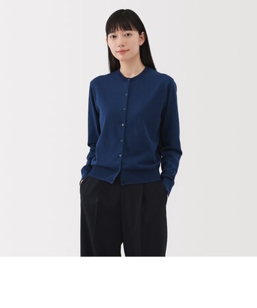 婦人　ＵＶカット強撚コットンクルーネックカーディガン