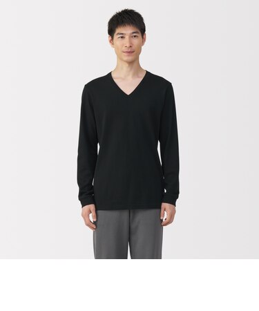 紳士 あったか綿 厚手 Vネック長袖Tシャツ