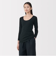 婦人 あったか綿 Uネック八分袖Tシャツ