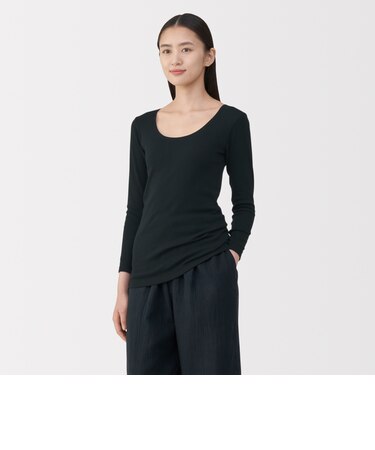 婦人　あったか綿　Ｕネック八分袖Ｔシャツ