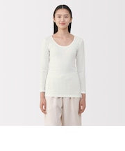 婦人 あったか綿 Uネック八分袖Tシャツ
