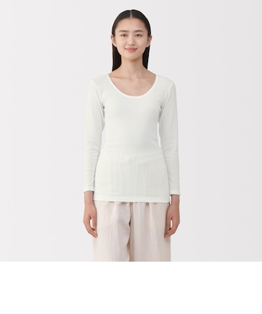 婦人　あったか綿　Ｕネック八分袖Ｔシャツ